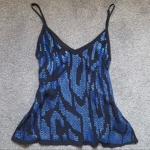 Madison Marcus Blue Black Beaded Top